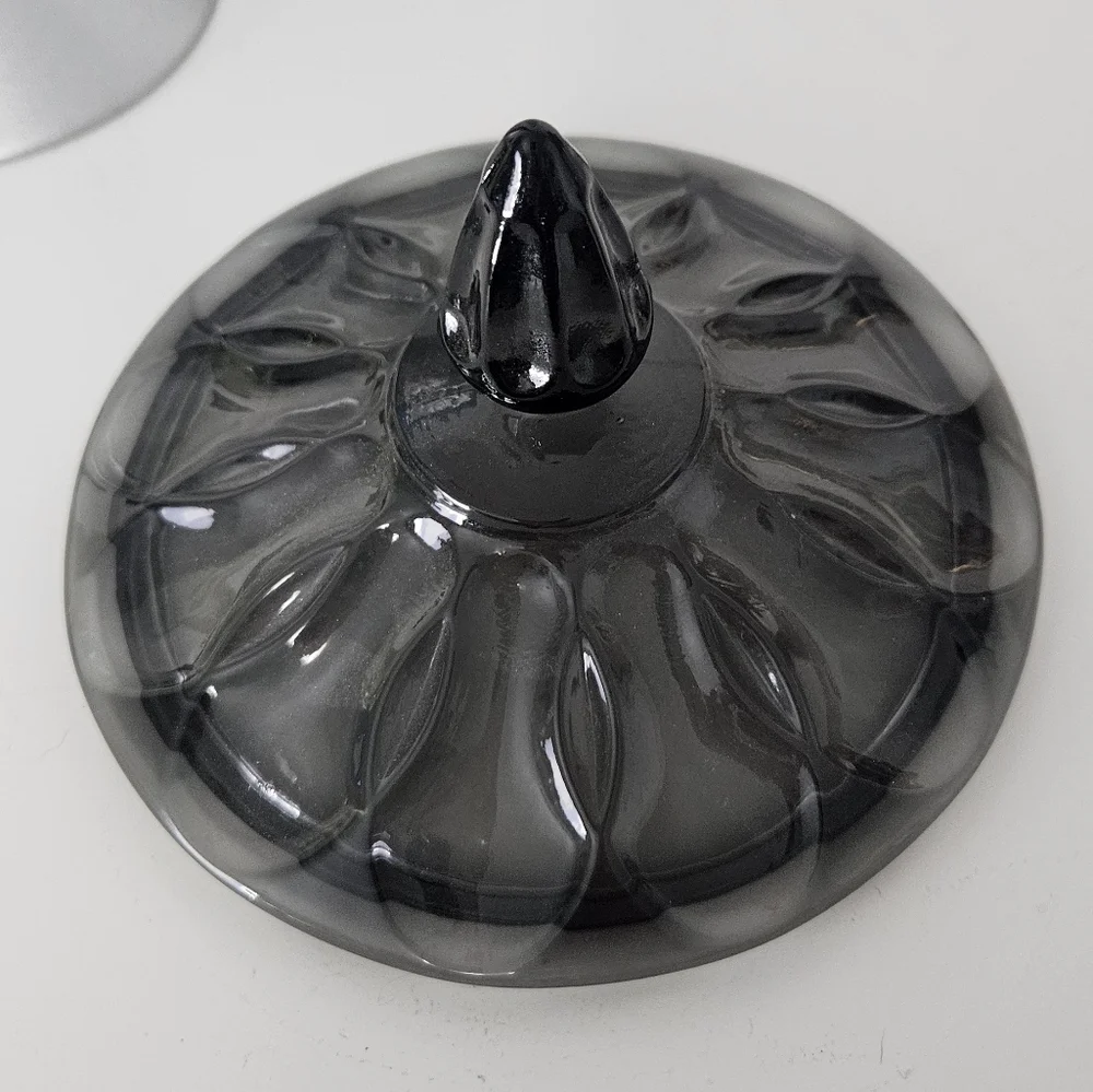 Anchor Hocking Fairfield Smoke Grey Lidded Candy Dish - Picture 8 of 9